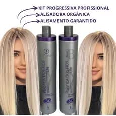 Kit Progressiva Alisadora sem formol organica para cabelos Loiros Platinado Brancos Loiro Dourado 1L