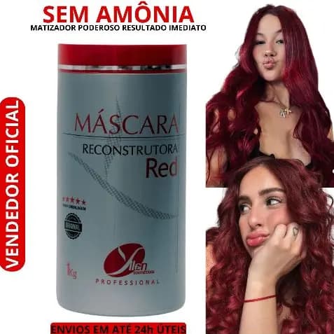 Matizador vermelho cereja Máscara Matizadora Capilar fios brilho Reconstrução Hidratação Marsala 1kg