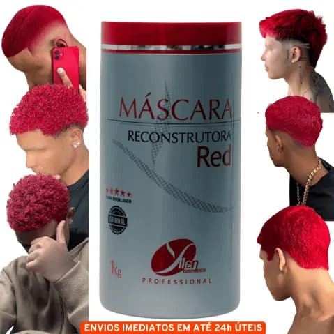 Máscara Matizadora vermelho cereja masculino sem corte-químico reconstrução matizador para homem 1kg