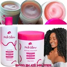 Kit shampoo e Máscara Tratamento Completo cronograma capilar cabelo cacheado Brilho cachos definidos