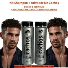 Kit Ativador de Cachos Masculino de Uso Diário Pós Banho Brilho Definição Antifrizz para Homem 300mL