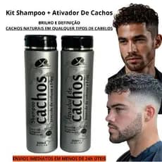 Kit Definidor de Cachos Resultado Imediato Masculino Brilho Definição Capilar Antifrizz para Homem