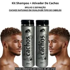 Kit Ativador de Cachos + Shampoo Masculino Brilho Definição dos fios Hidratação profunda para Homem
