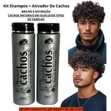 Kit Ativador de Cachos Masculino Cabelos com Definição Hidratação Creme de Pentear para Homem 300mL
