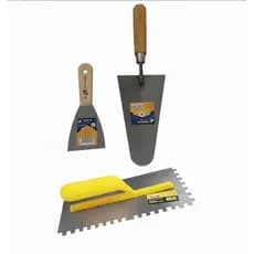 kit para pedreiro 1 desempenadeira dentada 1 espátula 1 colher de pedreiro