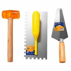 kit pedreiro martelo de borracha desempenadeira dentada e colher de pedreiro 8 polegadas