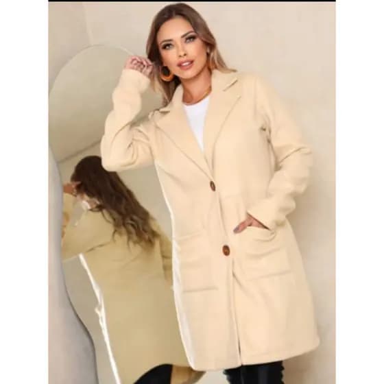 Casaco Sobretudo longo feminino básico menos e mais tipo blazer inverno viagem