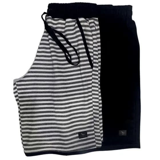 Kit 2 Bermudas Moletom Masculina Treino Academia Lisa Listrada Bermuda Masculino