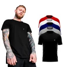 Kit 5 Camisetas Básicas Masculinas Bordadas 100% Confortável Algodão Lisa