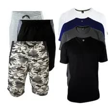 Conjunto Bermudas Moletom Masculina E Camiseta Básica Masculina Lisas Masculina