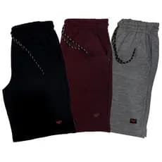 Kit 3 Bermudas Moletom Masculina Lisa Sortidas Desenho Academia Treino