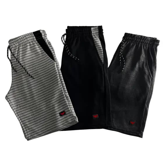 Kit 3 Bermudas de Moletom Academia Treino Atacado Masculino Plus Size do P ao G3