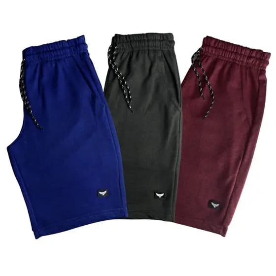 Kit 3 Bermudas Moletom Masculina Listrada Lisa 100% Sortidas Desenho Academia Treino