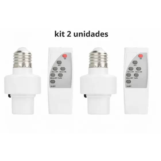 Kit 2 Soquete Bocal E27 De Lâmpada Inteligente Com Controle Remoto E Timer