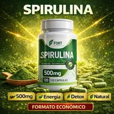 Spirulina 500mg – Super Alimento Natural – 120 Cápsulas – Energia e Vitalidade