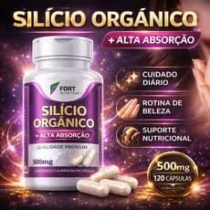 Silício Orgânico 500mg – Pele Firme, Cabelos Fortes e Unhas – 120 Cáps – Alta Absorção