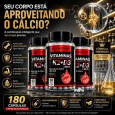 Vitamina K2 + D3 60 Cápsulas – Absorção do Cálcio – Suporte Ósseo – Saúde & Mobilidade