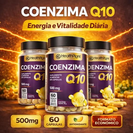 Coenzima Q10 500mg – Antioxidante Natural – 60 Cápsulas – Energia e Vitalidade
