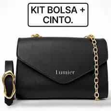 Kit Cinto Feminino + Bolsa Feminina Alça Corrente.