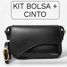Kit Cinto Femenino + Bolsa Feminina Baguete Mão e Ombro.