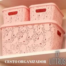 Cesto Organizador Renda Floral 17L Uninjet Rosa ou Cinza  CR ref: 0615 CZ ref: 0613