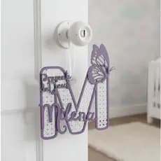 Decoração Letra Porta Maternidade Palha Indiana Rattan 25cm