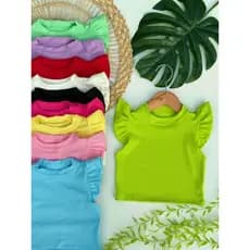 Blusa Cropped Infantil Ribana Manga Babado Blogueirinha Mini Diva