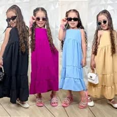 vestido longo infantil menina com alça de amarrar..