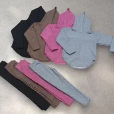 Conjunto Infantil lanzinha Canelado Com Capuz E Calça Menina