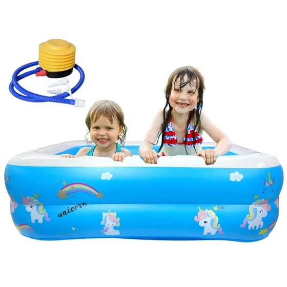 Piscina inflável infantil 1 a 5 anos + Bomba. Piscina retangular com fundo acolchoado. Resistente e macia. Bebê, banheira