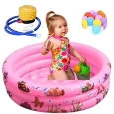 Piscina infantil 3 anéis com bomba + 30 bolinhas. Brinquedo, bebê, bola, jogos.