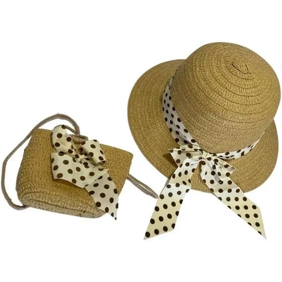 Chapéu infantil e bolsa infantil. 2 a 7 anos. kit princesinha. Menina, passeios, Praia, piscina.