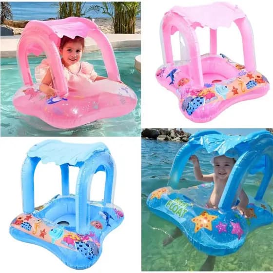 Boia infantil com proteção solar 6 a 48 meses. Boia para bebê. Praia, piscina, barco, pesca.