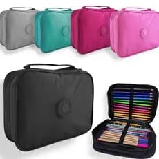Estojo De alca Nylon 100 Pens Grande Com 2 Divisórias
