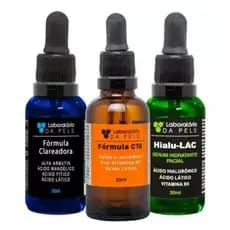 KIT TRIO DE SERUNS (FÓRMULA C, HIALU-LAC, CLAREADORA) USO PROFISSIONAL