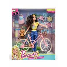 Boneca Bella Fashion com Bicicleta e Acessórios Brinquedo Infantil Menina +3 Anos