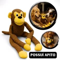 Brinquedo Pet Macaco de Pelúcia com Barulho Anti-Stress para Cães