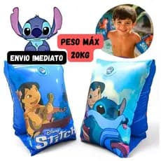 Boia de Braço Infantil Stitch Inflável para Piscina e Praia Até 20kg