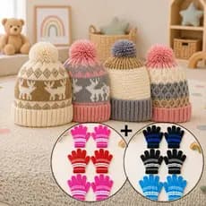 Touca Com Luva Infantil Conjunto Inverno Forrada Gorro Kids