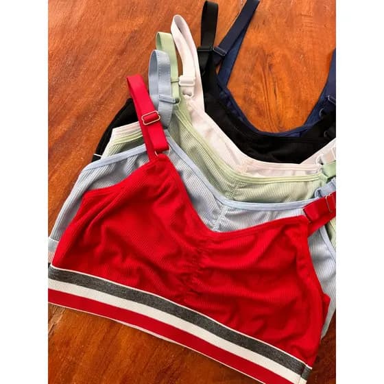 Kit Top Canelado Cropped Sutiã Langerie Feminina Academia Fitness Top Blogueira Fashion Moda