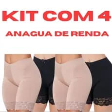 Kit Bermuda Com Renda Short Plus Size Anagua Feminino Segunda Pele Saiote Vestido Micro Lingeri