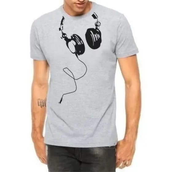 Camiseta Musica Dj Headset Camisa Masculina Fone