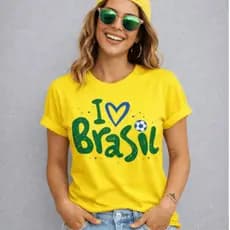 Blusa Unissex Algodão Time Cup Slim Vintage Culture Eu Amo Brasil Premium