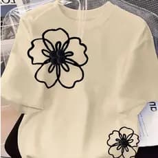 Blusa Feminina T-shit Flores Minimalista Estilo Urbano Versátil Premium Algodão Alternativo Camisa