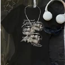 Camiseta T-shirt Gótica Alternativo Darkwear Slim Y2k Urbano Aesthetic Feminina