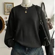 Moletom Gola Redonda Liso Americano Feminino Estilo Escolar Y2k Cores Tendência Quentinho Flanelado