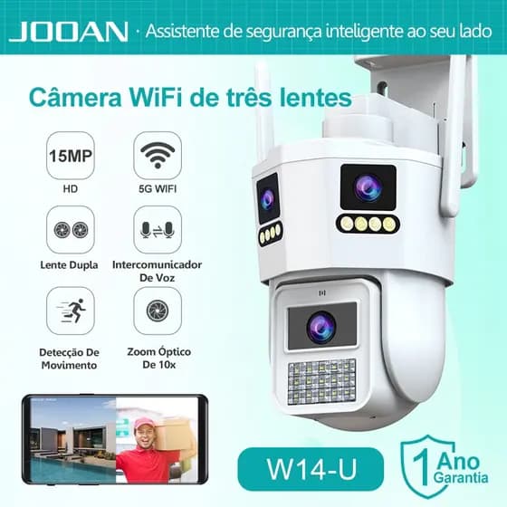 JOOAN W14-U 15MP Câmera CCTV De Três Lentes E Telas 5G 2.4 Ghz WiFi Ao Ar Livre À Prova D'água Rastreamento Automático A