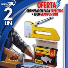 Jogo Grampeador Tapeceiro + 1000 Grampos Ferramentas Profissional Reparos Fixação Madeira e Tecido