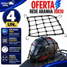 REDE ARANHA 30X30 PARA CAPACETE BAGAGEM MOTO BIKE SUPER REFORÇADA