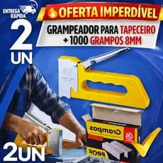 Grampeador Profissional c/ 1000 Grampos – Alta Pressão, Fixação Precisa para Tecido e Madeira